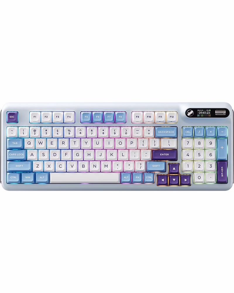 Бездротова клавіатура KZZI Z98 UA/ENG (Rainbow Switch) Blue Sea (6977534870420)